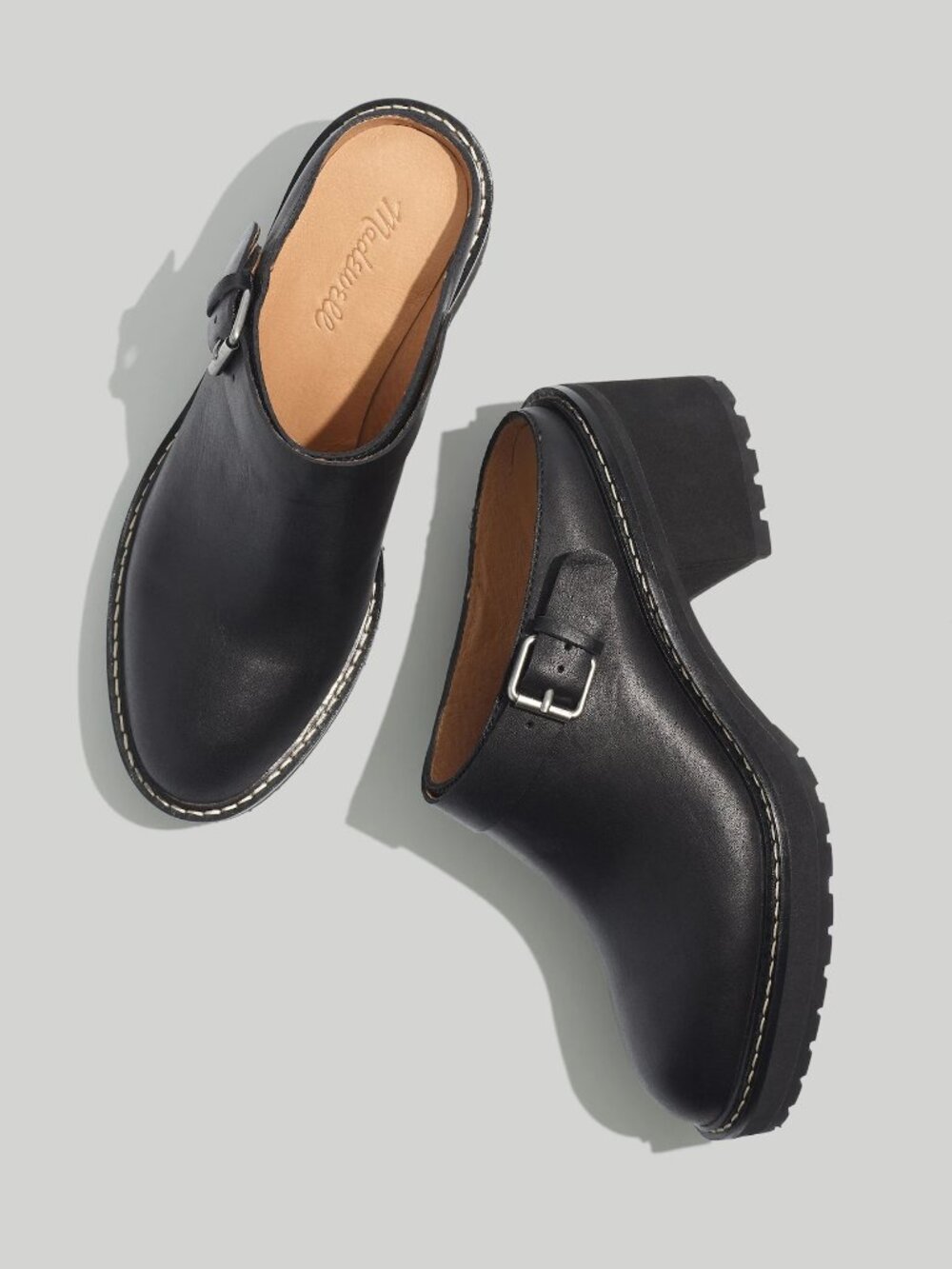 Madewell Willa Convertible Strap Leather Mule True Black Size 7 NH225 NWOT